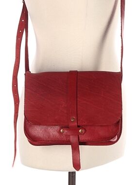 Mateo Mattia Red Leather Crossbody Bag Made In USA Red